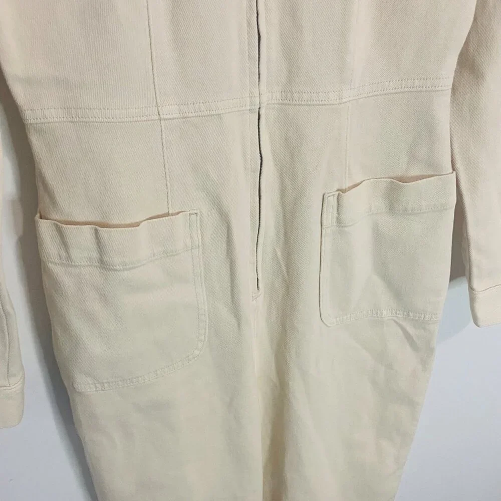 Wilfred Free Long Sleeve Collared Jumpsuit in Sandstone Beige–Made in Sri Lanka - Picture 7 of 17